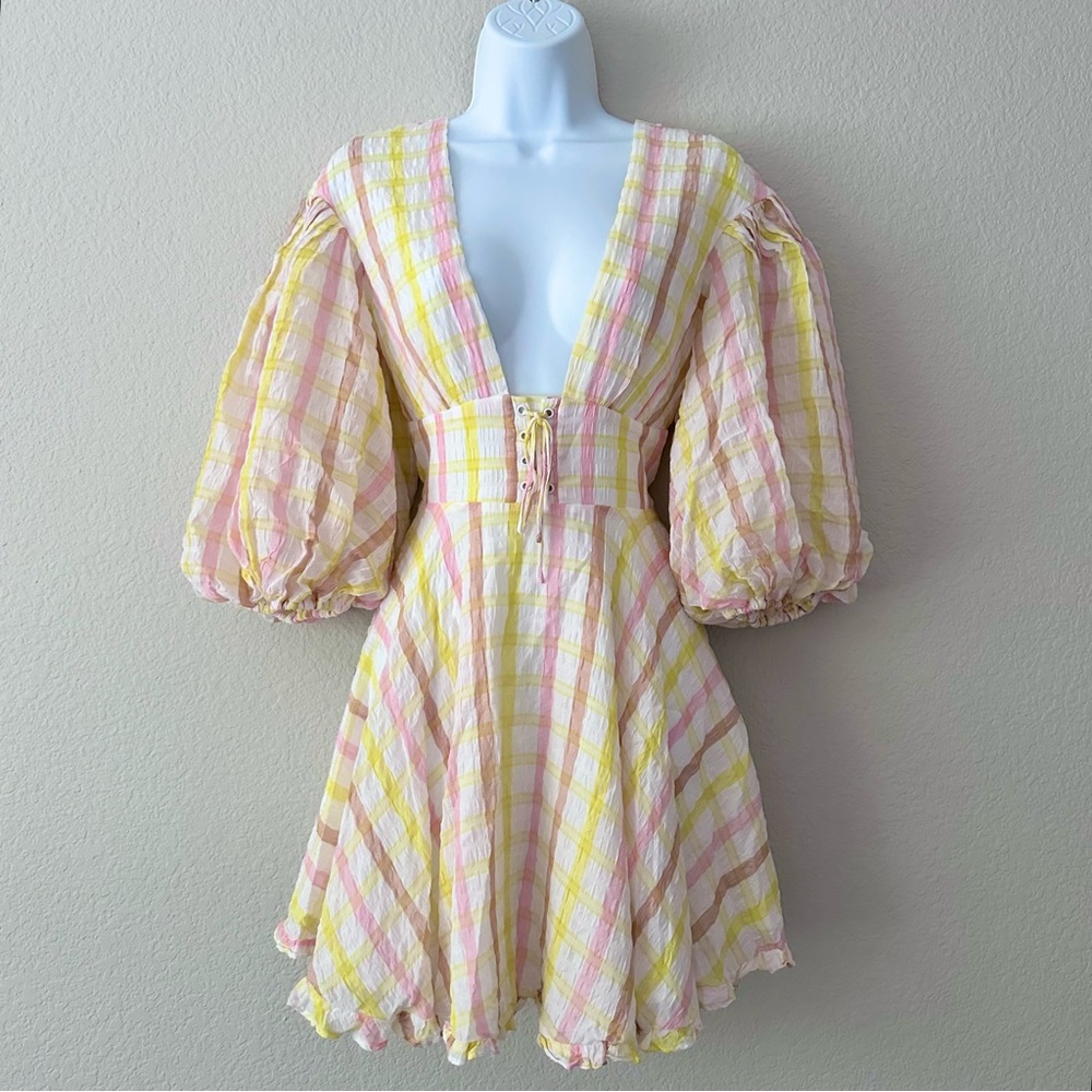 For Love & Lemons Rue Puff Sleeve Mini Dress - Picture 6 of 12